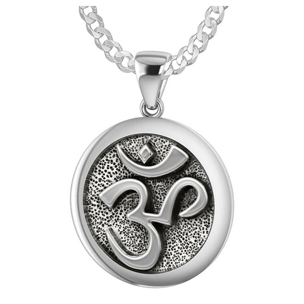 Om Sign Pendant Sterling Silver 925 Ohm Hindu Aum Yoga Symbol Meditation Jewelry